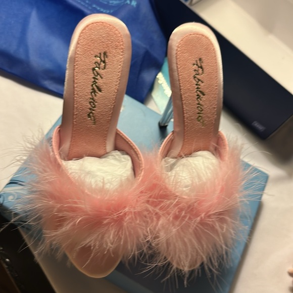 Pleaser Pink Feathered Women's Heels - Picture 13 of 16